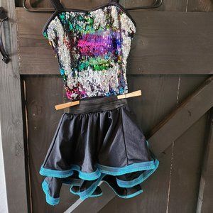 Child Jazz Two Piece Costume Skirt Biketard